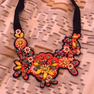 J.Crew Crystal Bib, Ribbon Necklace